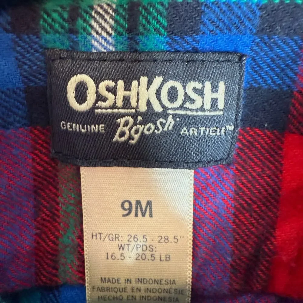 OshKosh B'Gosh Cat & Jack Plaid Flannel Pants Set In Red Blue 9 Months
